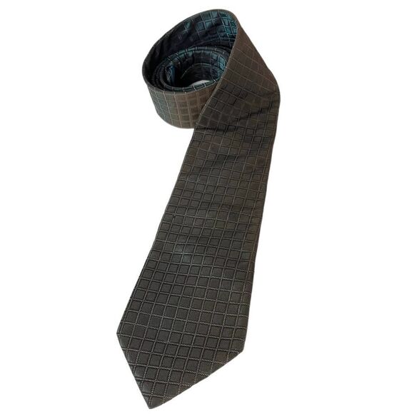 Paul Smith London Tie Necktie 100% Silk Geometric Square Pattern Iridescent Teal - Picture 1 of 9